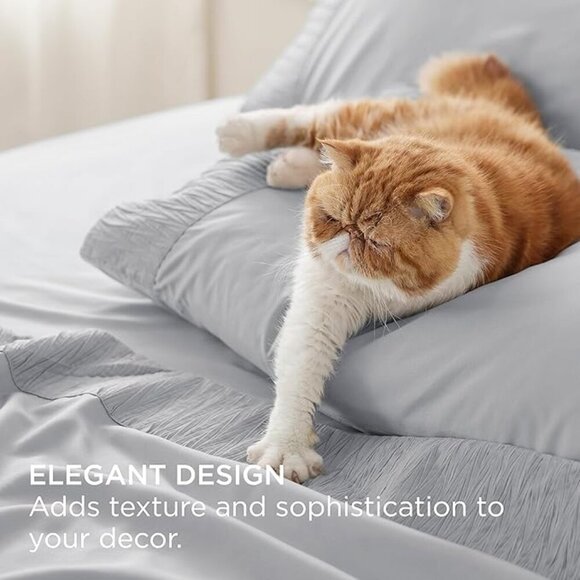 🆕 4 Pieces Blue Luxury California King Polyester Microfiber Cooling Bed Sheet - Picture 4 of 5